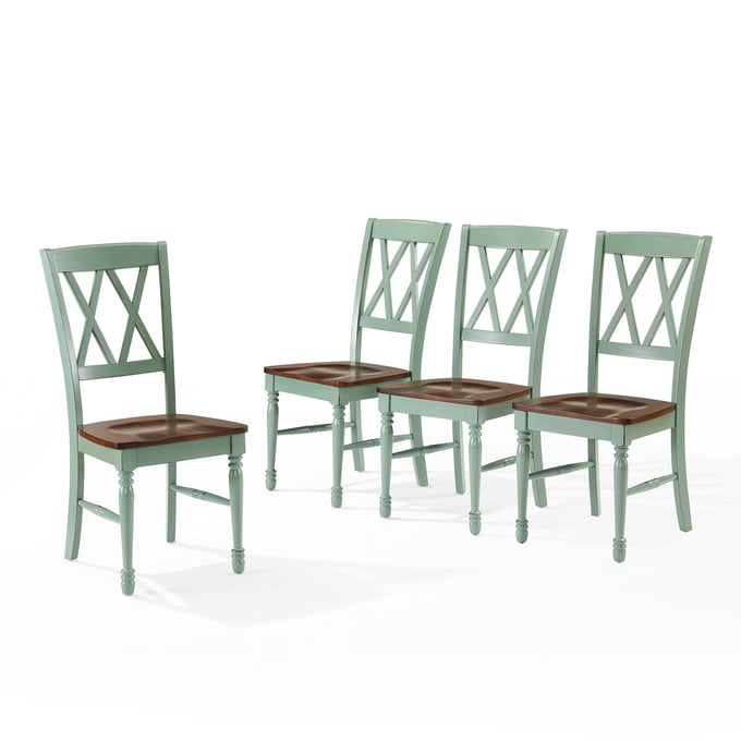 4 Crosley Shelby Distressed Teal Dining Chairs CRSL-KF20031TL