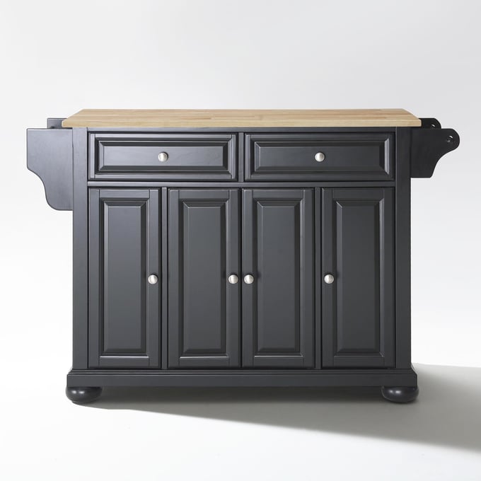 Crosley Alexandria Natural Black Full Size Kitchen Island Cart CRSL-KF30001ABK