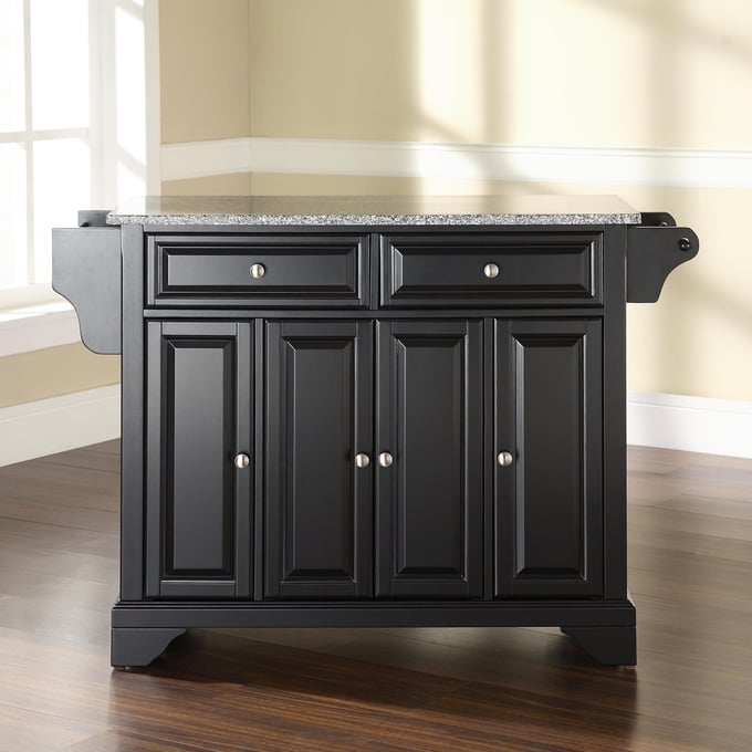 Crosley Oxford Butcher Block Top Kitchen Island in Black