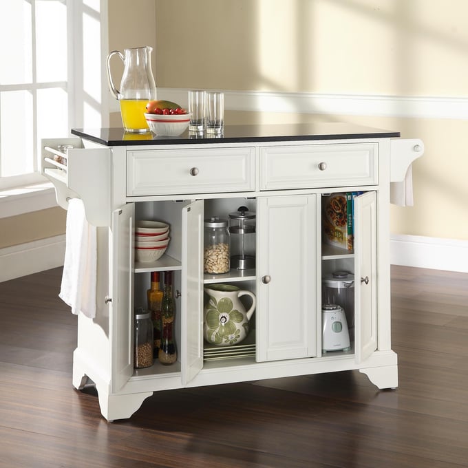 Crosley Oxford Butcher Block Top Kitchen Island in Black