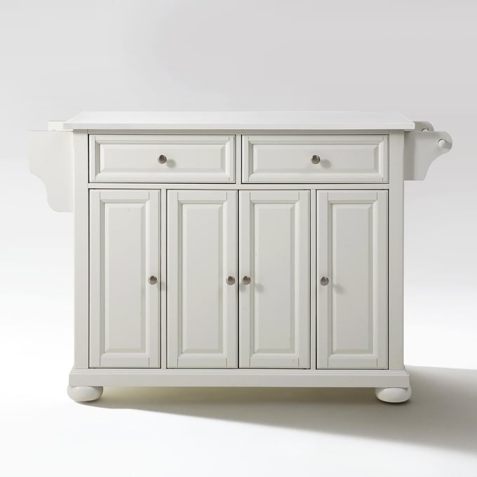 Crosley Alexandria White Stone Full Size Kitchen Island Cart CRSL-KF30005AWH