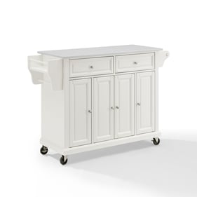 Crosley White Stone Full Size Kitchen Cart