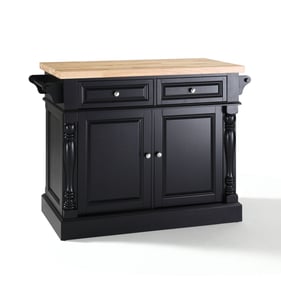 Crosley Oxford Black Oxford Butcher Block Kitchen Island Black