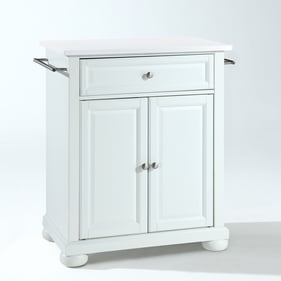 Crosley Alexandria White Stone Portable Kitchen Island Cart