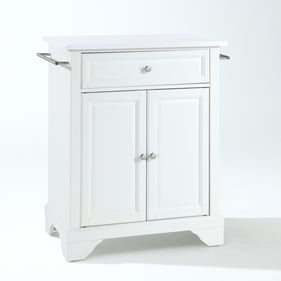 Crosley Lafayette White Stone Portable Kitchen Island Cart