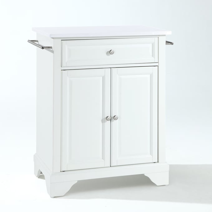 Crosley Lafayette White Stone Portable Kitchen Island Cart CRSL-KF30020BWH