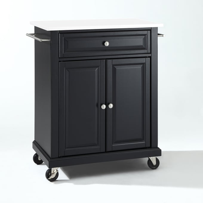 Crosley Compact White Stone Black Kitchen Cart CRSL-KF30020EBK