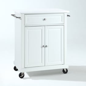 Crosley Compact White Stone Kitchen Cart