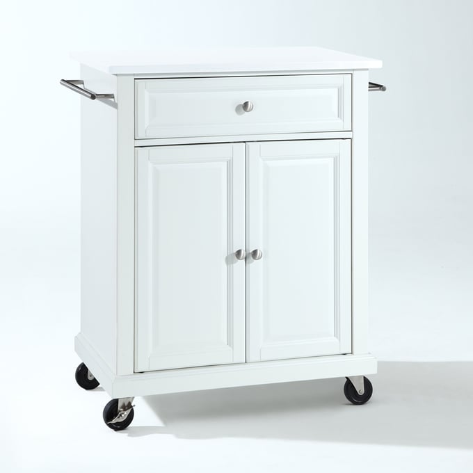 Crosley Compact White Stone Kitchen Cart CRSL-KF30020EWH