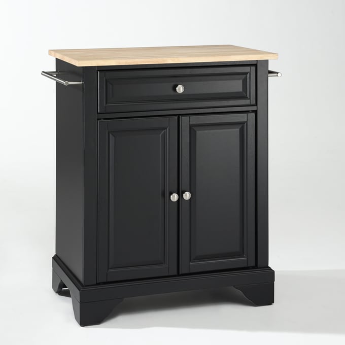 Crosley Lafayette Natural Black Portable Kitchen Island Cart CRSL-KF30021BBK