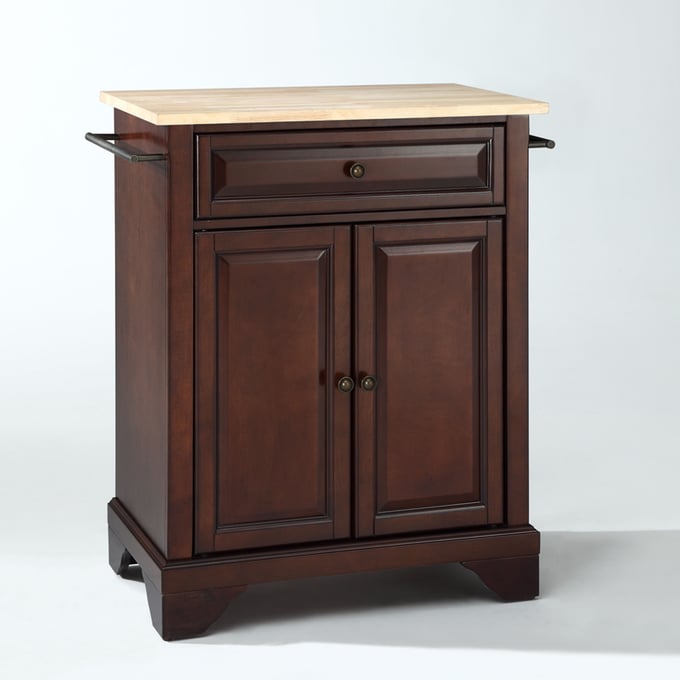 Crosley Lafayette Natural Mahogany Portable Kitchen Island Cart CRSL-KF30021BMA