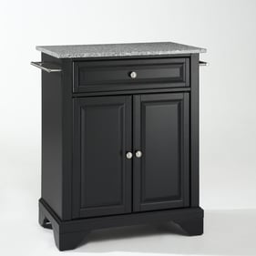 Crosley Lafayette Gray Granite Black Portable Kitchen Island Cart