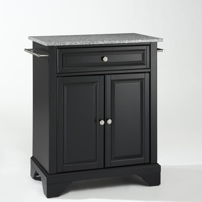 Crosley Lafayette Gray Granite Black Portable Kitchen Island Cart CRSL-KF30023BBK