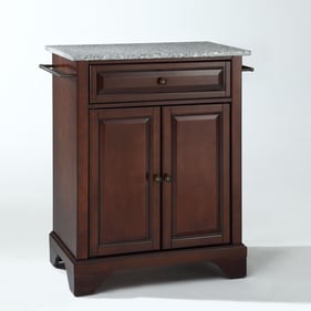 Crosley Lafayette Gray Granite Mahogany Portable Kitchen Island Cart