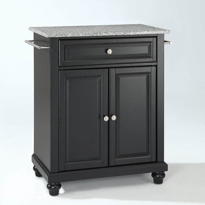 Crosley Cambridge Gray Granite Black Portable Kitchen Island Cart CRSL-KF30023DBK