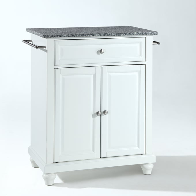 Crosley Cambridge Gray Granite White Portable Kitchen Island Cart CRSL-KF30023DWH