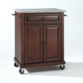 Crosley Compact Gray Granite Mahogany Kitchen Cart