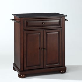 Crosley Alexandria Black Granite Mahogany Portable Kitchen Island Cart