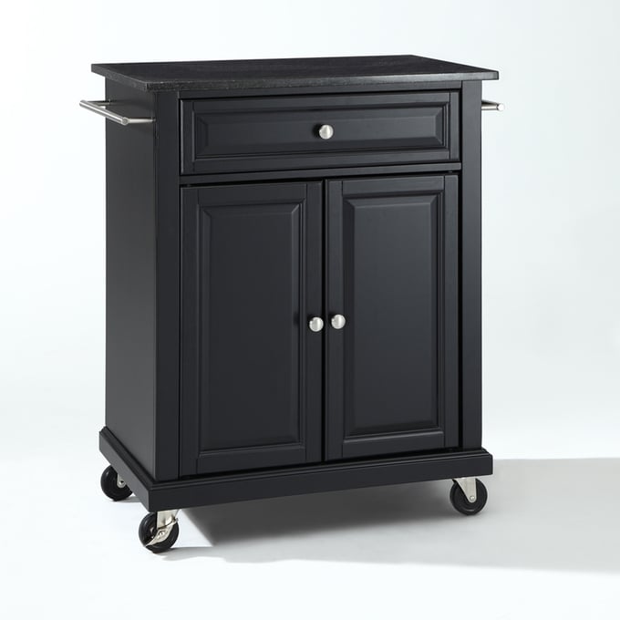 Crosley Compact Black Granite Kitchen Cart CRSL-KF30024EBK