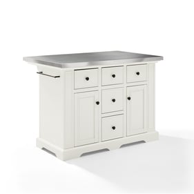 Crosley Julia White Stainless Steel Top Kitchen Island