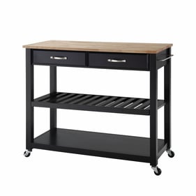 Crosley Natural Black Kitchen Prep Rolling Cart