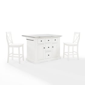 Crosley Julia White 3pc Island with X Back Stools