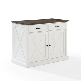 Crosley Clifton Distressed White Brown Kitchen Island