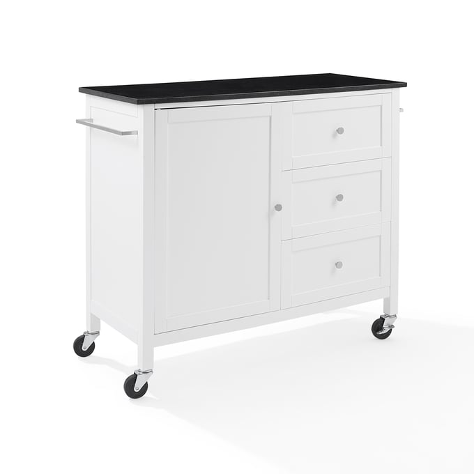 Crosley Soren White Black Kitchen Island Cart CRSL-KF30090BG-WH