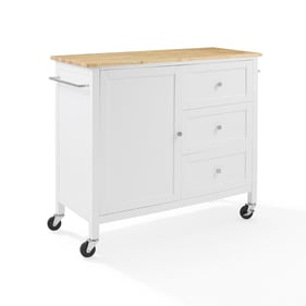 Crosley Soren White Natural Kitchen Island Cart