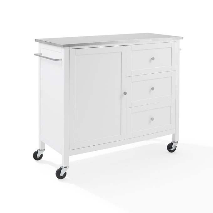 Crosley Soren White Kitchen Island Cart CRSL-KF30090SS-WH