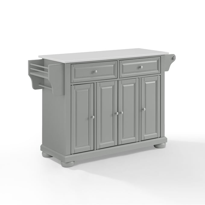 Crosley Alexandria White Gray Full Size Kitchen Island Cart CRSL-KF30205AGY