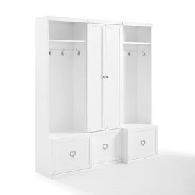 Crosley Harper White 3pc Entryway Set with Pantry Closet and 2 Hall Trees