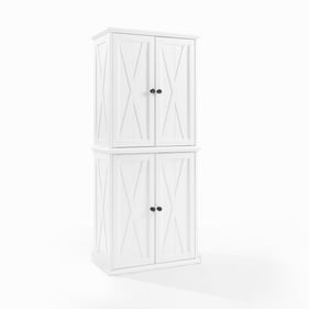 Crosley Clifton Distressed White 2pc Tall Kitchen Storage Stackable Pantry ...