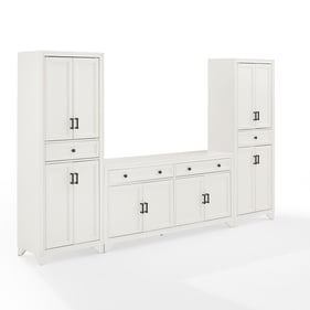 Crosley Tara Distressed White 3pc Entertainment Center with Sideboard and 2...