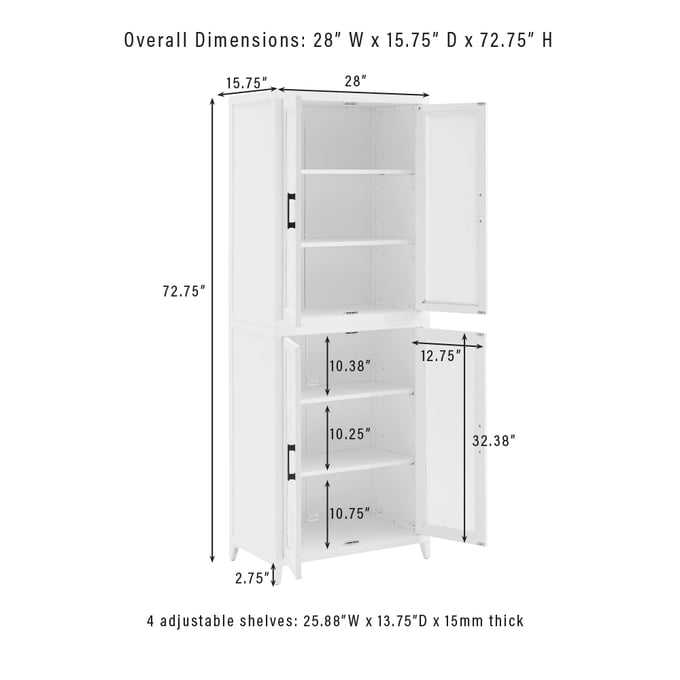 Bartlett Tall Storage Pantry with 2 Stackable Pantries White - Crosley