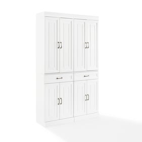 Crosley Stanton White 2pc Kitchen Storage Pantry Cabinet Set