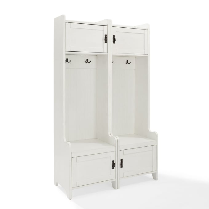 Crosley Fremont Distressed White 2pc Hall Tree Entryway Set CRSL-KF60004WH