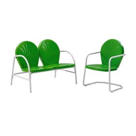 Crosley Griffith Kelly Green Gloss 2pc Retro Outdoor Patio Set