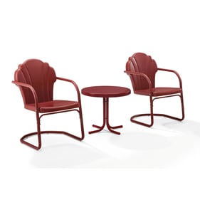 Crosley Tulip Dark Red Satin 3pc Retro Outdoor Set