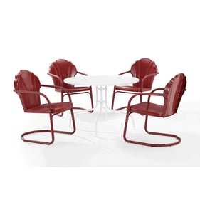 Crosley Tulip White Dark Red Satin Tulip 5pc Retro Outdoor Dining Set