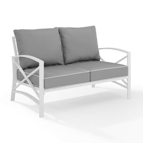 Crosley Kaplan White Gray Outdoor Loveseat