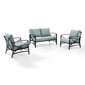 Crosley Kaplan Oil Rubbed Bronze Mist 3pc Outdoor Patio Set