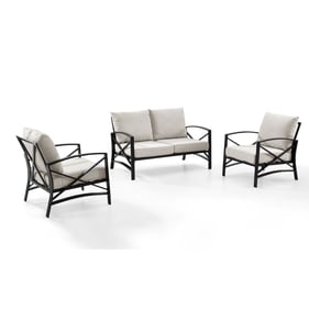 Crosley Kaplan Oil Rubbed Bronze Oatmeal 3pc Outdoor Patio Set