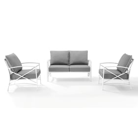 Crosley Kaplan White Gray 3pc Outdoor Patio Set