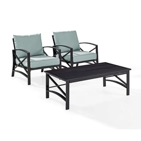 Crosley Kaplan Oil Rubbed Bronze Mist 3pc Outdoor Chair with Coffee Table S...