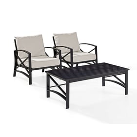 Crosley Kaplan Oil Rubbed Bronze Oatmeal 3pc Outdoor Chair with Coffee Tabl...