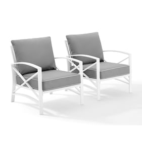 2 Crosley Kaplan White Gray Outdoor Chairs