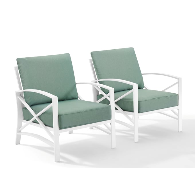 2 Crosley Kaplan White Mist Fabric Outdoor Armchairs CRSL-KO60013WH-MI