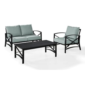 Crosley Kaplan Oil Rubbed Bronze Mist 3pc Outdoor Patio Set with Coffee Tab...