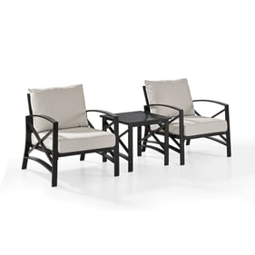 Crosley Kaplan Oil Rubbed Bronze Oatmeal 3pc Outdoor Chair and Side Table S...